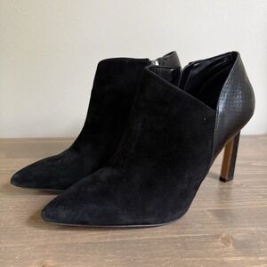 Vince‎ Camuto Womens 10M Black Leather Suede Selsta Stiletto Heel Ankle Booties
